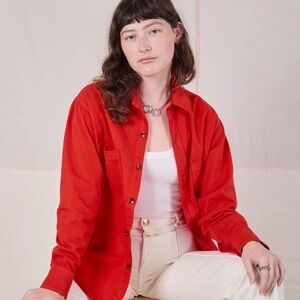 Big Bud Press Mustang Red Button-Down Over Shirt Shirt